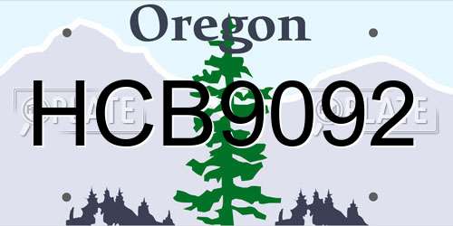 HCB9092 Oregon License Plate