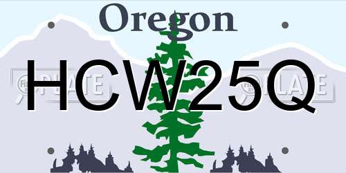 HCW25Q Oregon License Plate