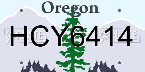 HCY6414 Oregon License Plate