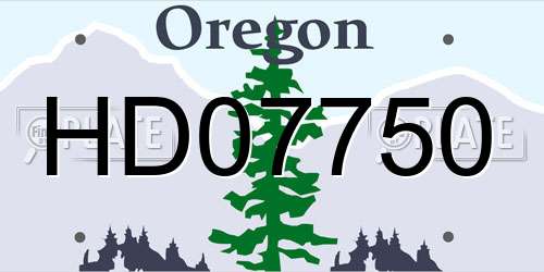 HD07750 Oregon License Plate