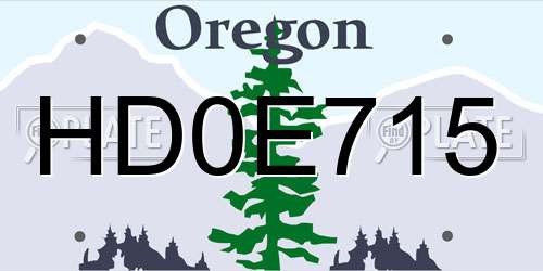 HD0E715 Oregon License Plate