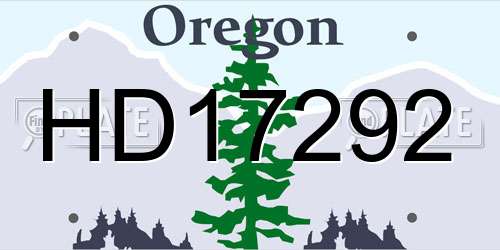 HD17292 Oregon License Plate