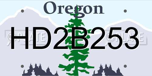 HD2B253 Oregon License Plate