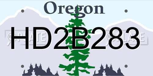 HD2B283 Oregon License Plate