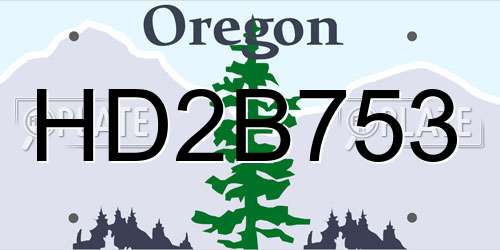 HD2B753 Oregon License Plate