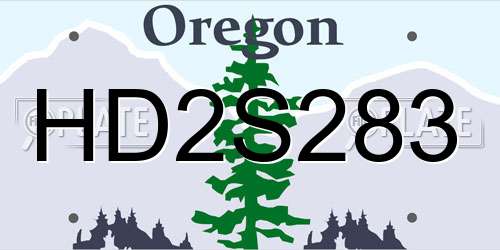 HD2S283 Oregon License Plate