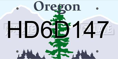 HD6D147 Oregon License Plate