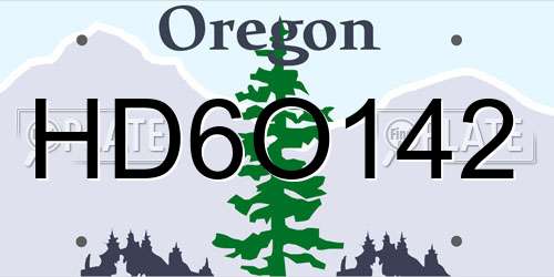 HD6O142 Oregon License Plate