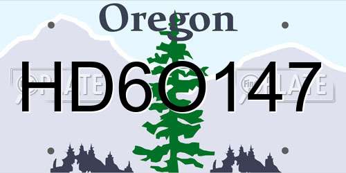 HD6O147 Oregon License Plate