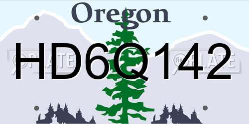 HD6Q142 Oregon License Plate