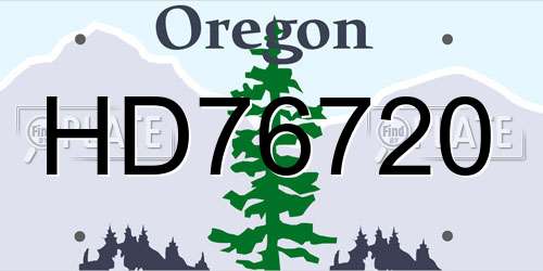 HD76720 Oregon License Plate