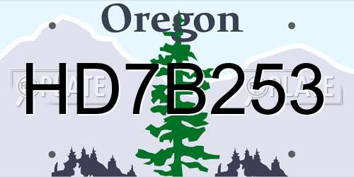 HD7B253 Oregon License Plate