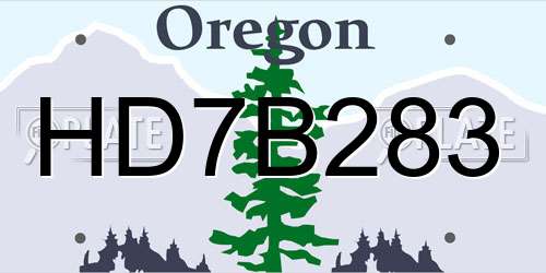 HD7B283 Oregon License Plate