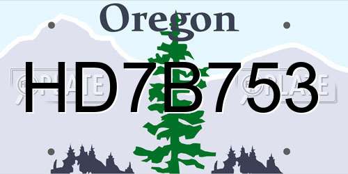HD7B753 Oregon License Plate