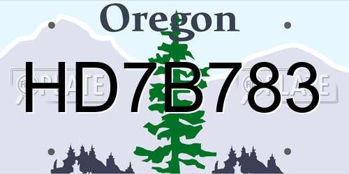 HD7B783 Oregon License Plate