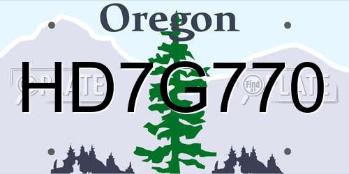 HD7G770 Oregon License Plate
