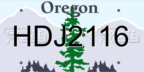 HDJ2116 Oregon License Plate