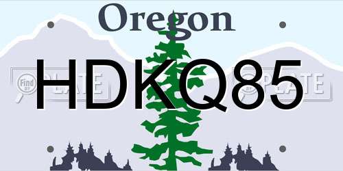 HDKQ85 Oregon License Plate