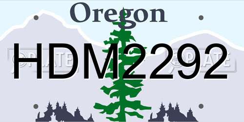 HDM2292 Oregon License Plate