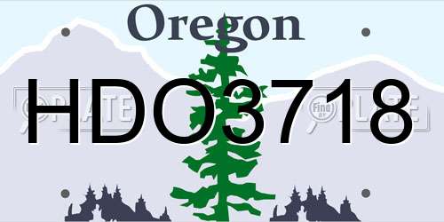 HDO3718 Oregon License Plate