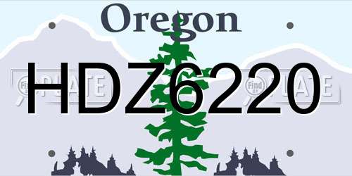 HDZ6220 Oregon License Plate
