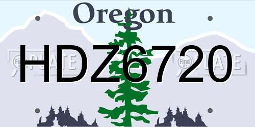 HDZ6720 Oregon License Plate