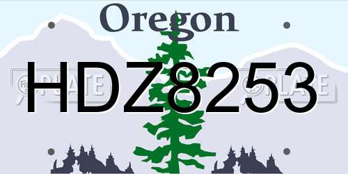 HDZ8253 Oregon License Plate