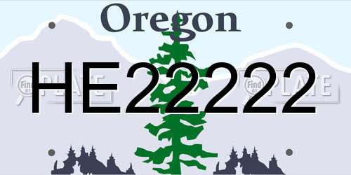 HE22222 Oregon License Plate