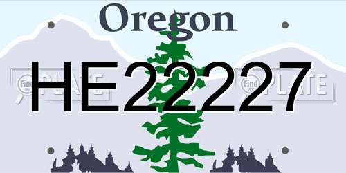 HE22227 Oregon License Plate