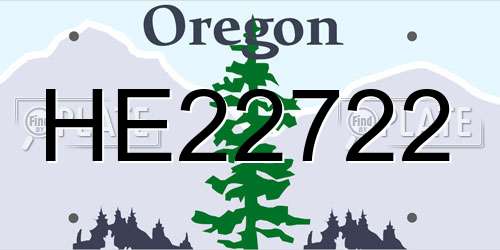 HE22722 Oregon License Plate