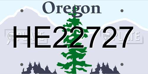 HE22727 Oregon License Plate