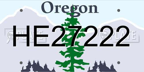 HE27222 Oregon License Plate