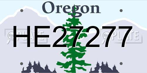 HE27277 Oregon License Plate