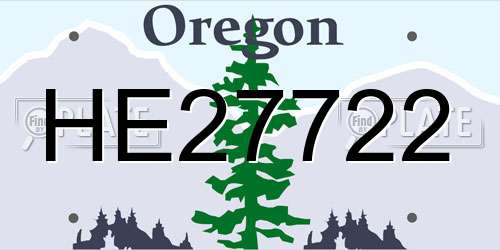 HE27722 Oregon License Plate