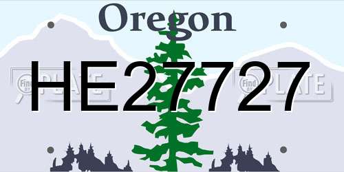 HE27727 Oregon License Plate