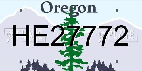 HE27772 Oregon License Plate