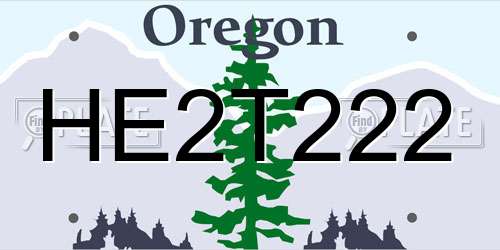 HE2T222 Oregon License Plate