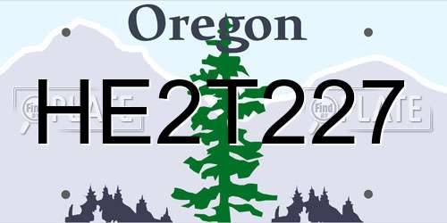 HE2T227 Oregon License Plate