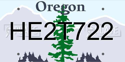 HE2T722 Oregon License Plate