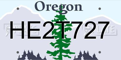 HE2T727 Oregon License Plate