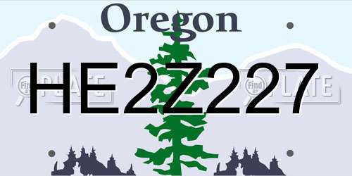 HE2Z227 Oregon License Plate