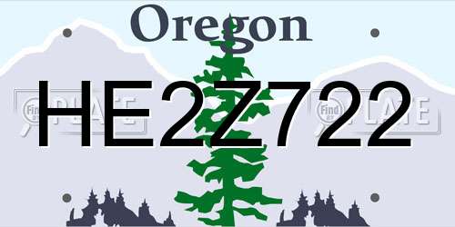 HE2Z722 Oregon License Plate