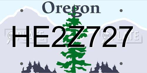 HE2Z727 Oregon License Plate