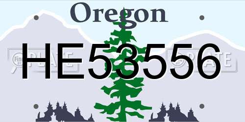 HE53556 Oregon License Plate