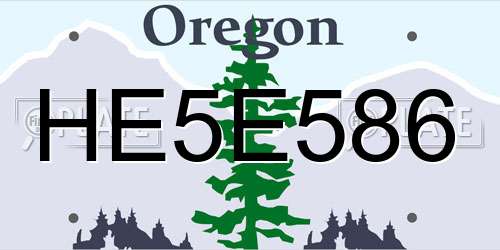HE5E586 Oregon License Plate