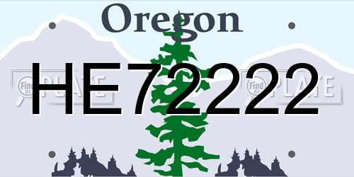 HE72222 Oregon License Plate