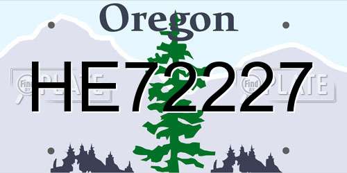 HE72227 Oregon License Plate