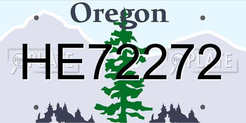 HE72272 Oregon License Plate