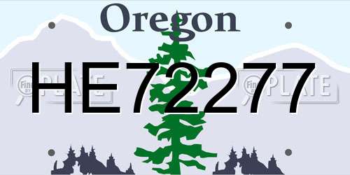 HE72277 Oregon License Plate