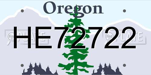 HE72722 Oregon License Plate